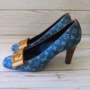 Retro Louis Vuitton Denim Monogram Pumps